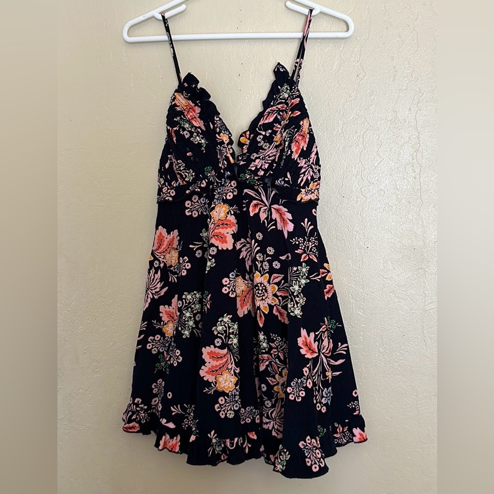 Free People - Corduroy Mini Dress - Navy/Floral